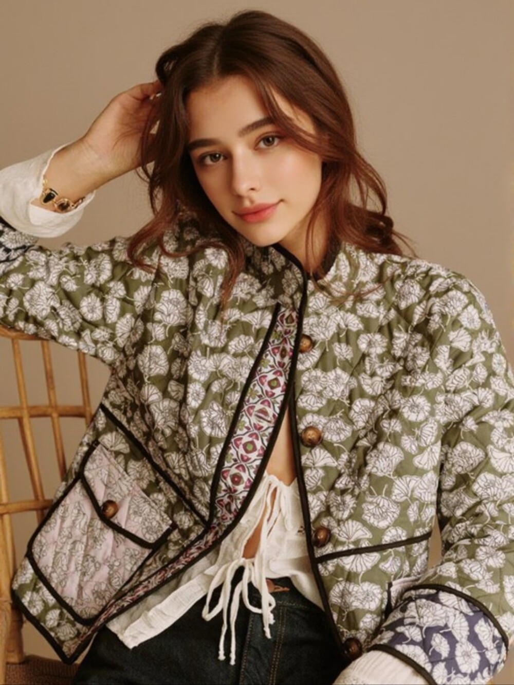 Floral Quilted Jacket Size Small